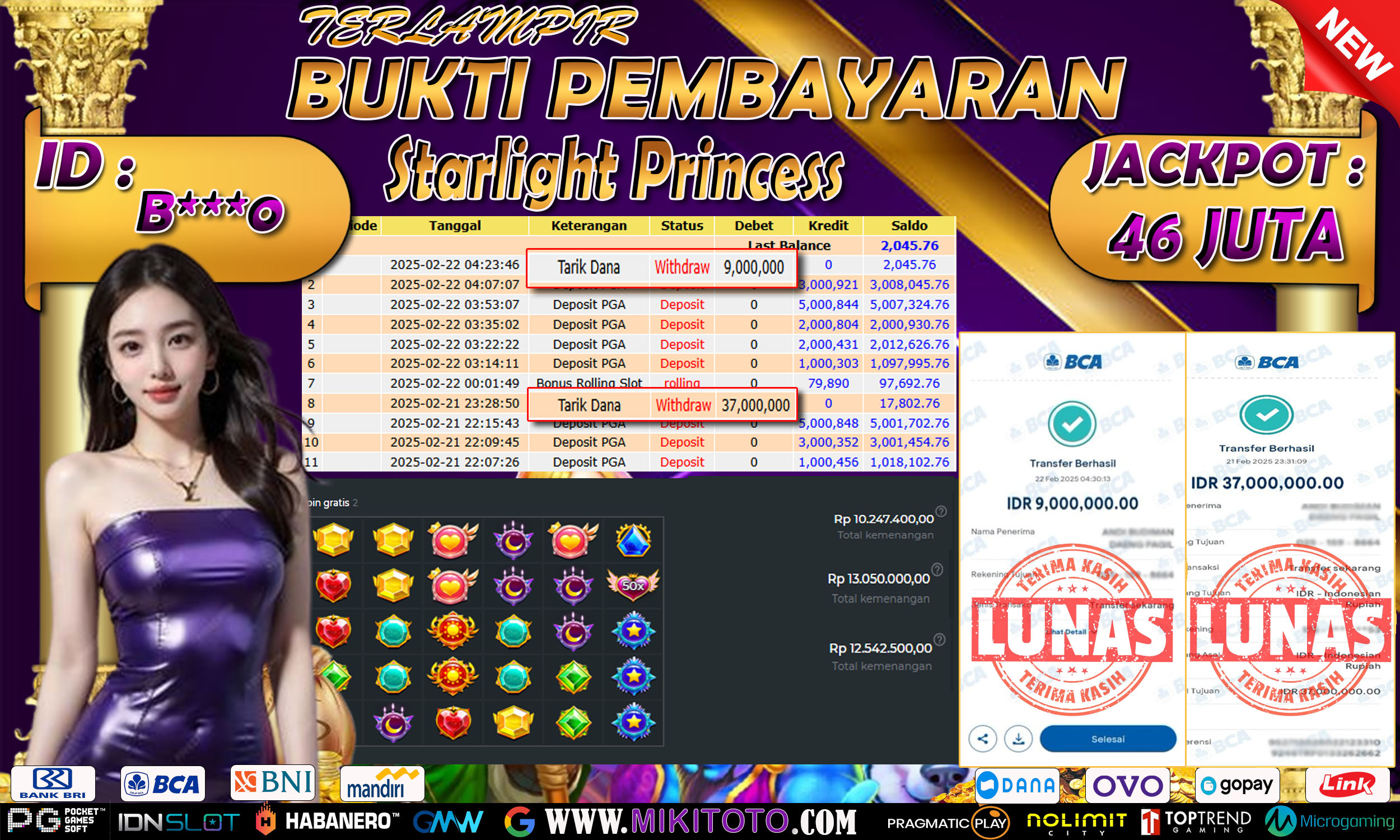 MIKITOTO Bukti Jackpot Slot di Starlight Princess