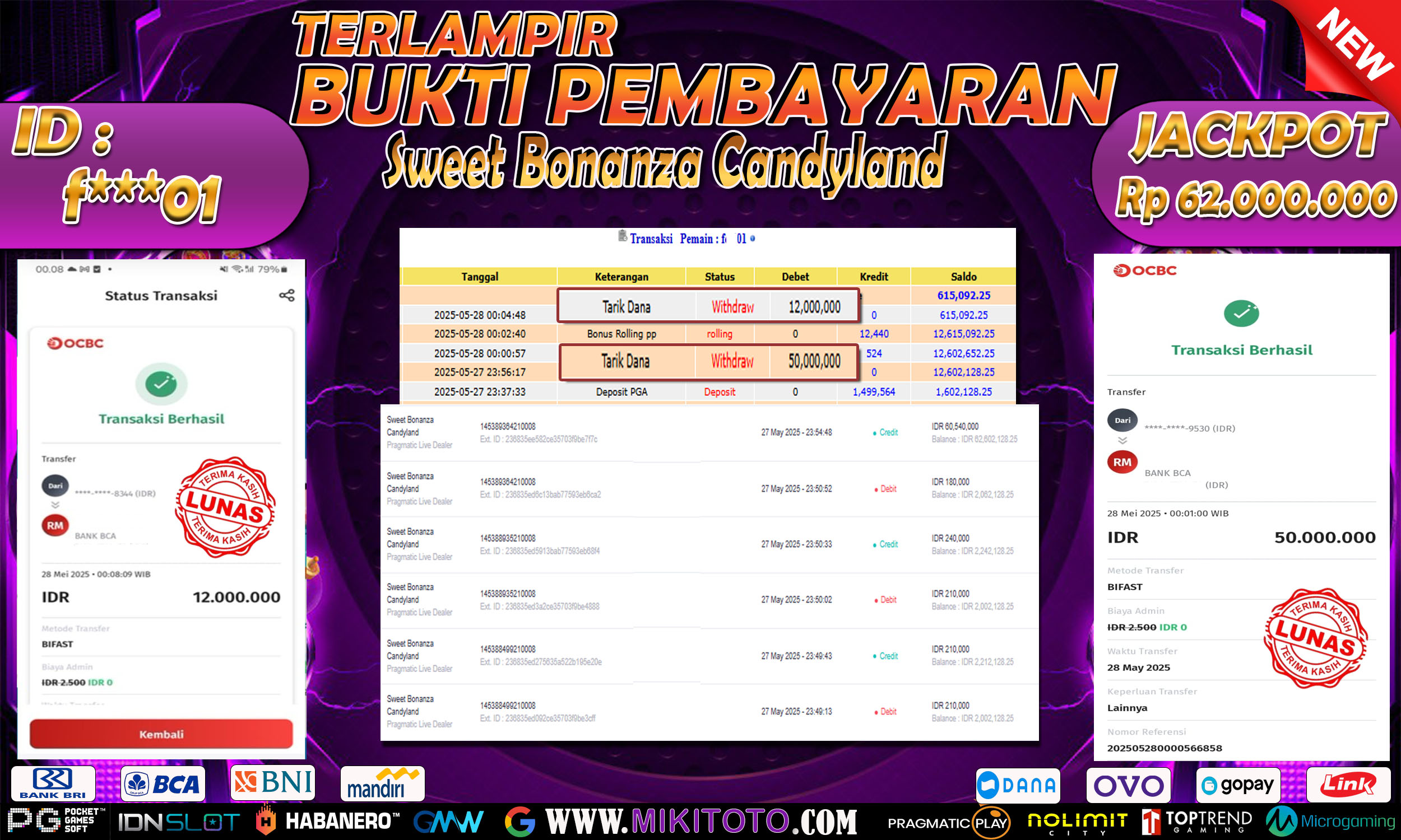 MIKITOTO Bukti Jackpot Slot Sweet Bonanza Candy Land