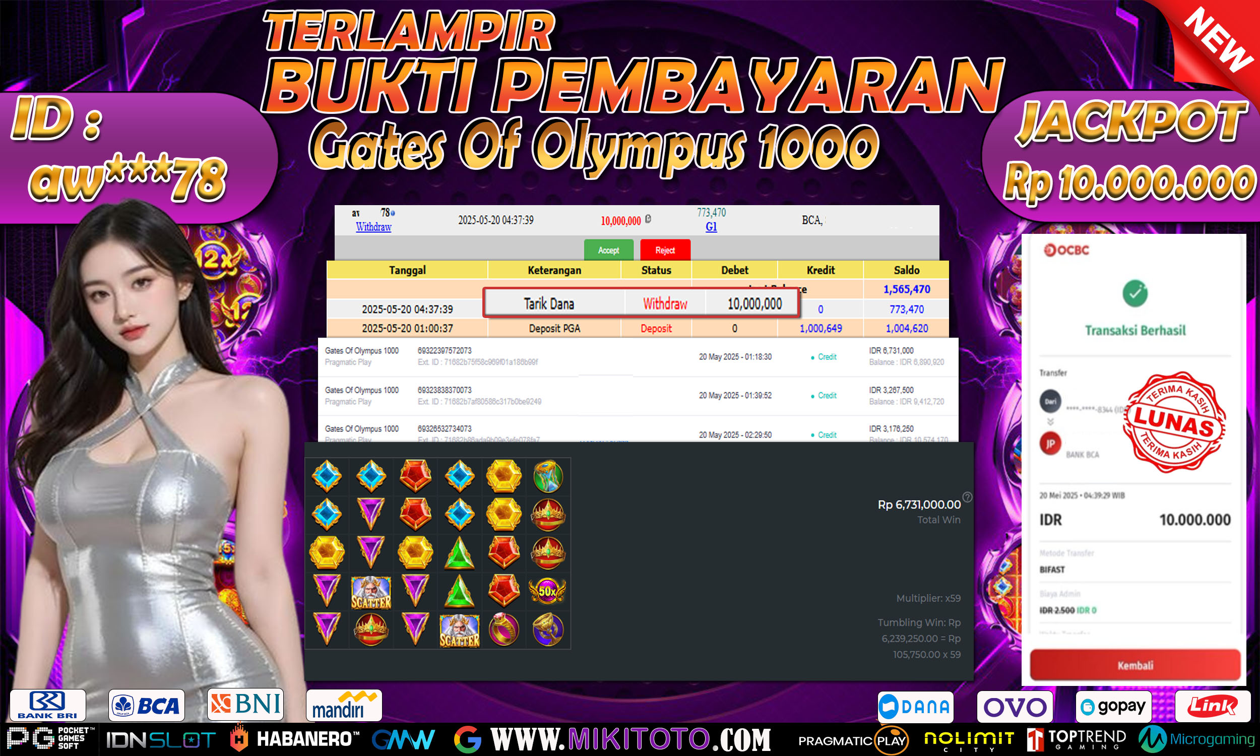 MIKITOTO Bukti Jackpot Slot Gates Of Olympus1000