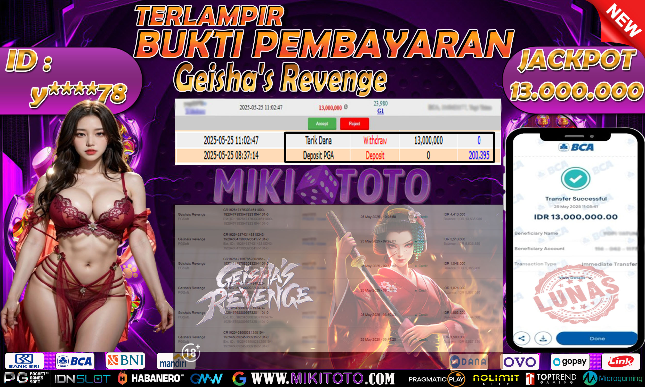 MIKITOTO Bukti Jackpot Slot Geisha's Revenge