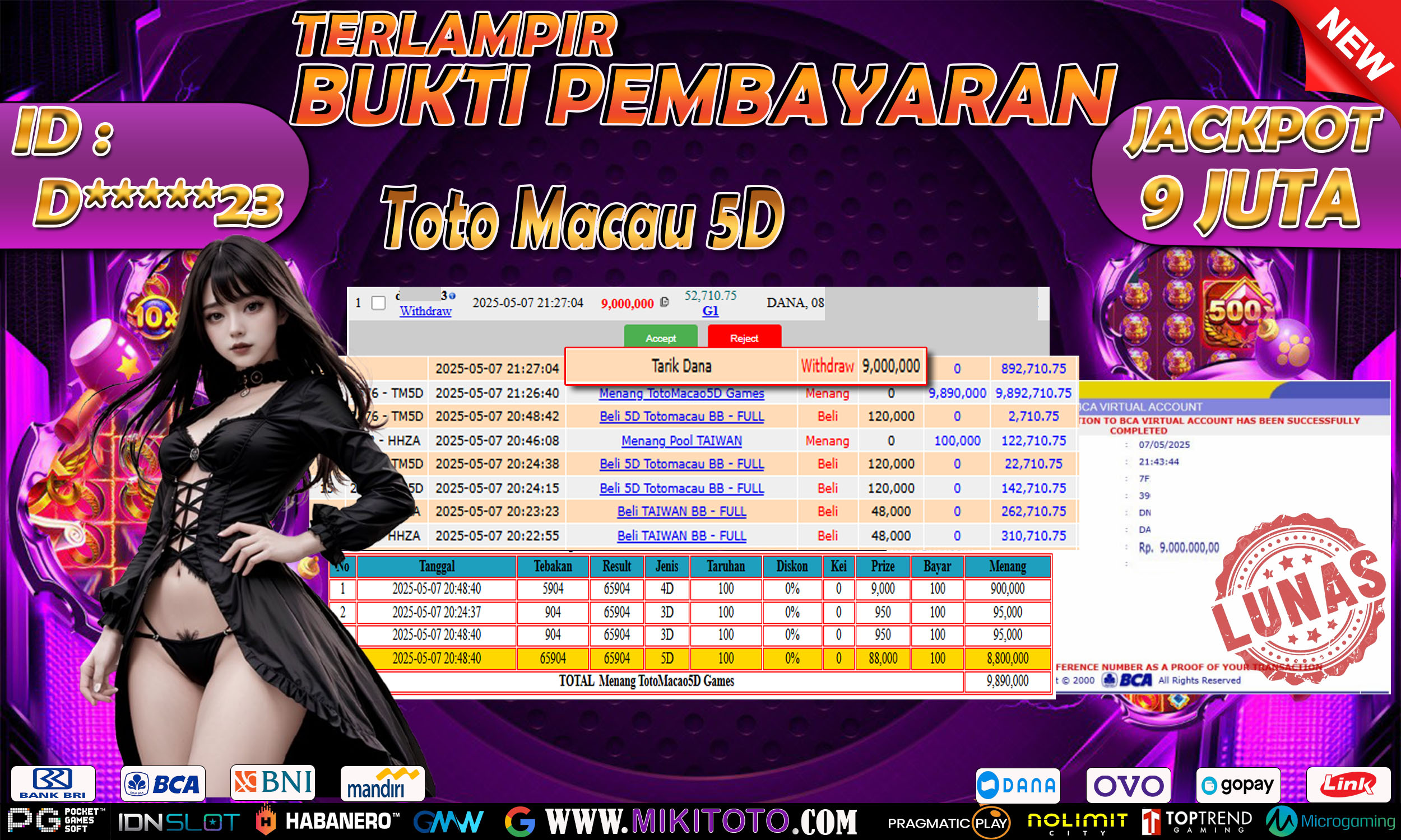 MIKITOTO Bukti Jackpot Pool Toto Macau 5D