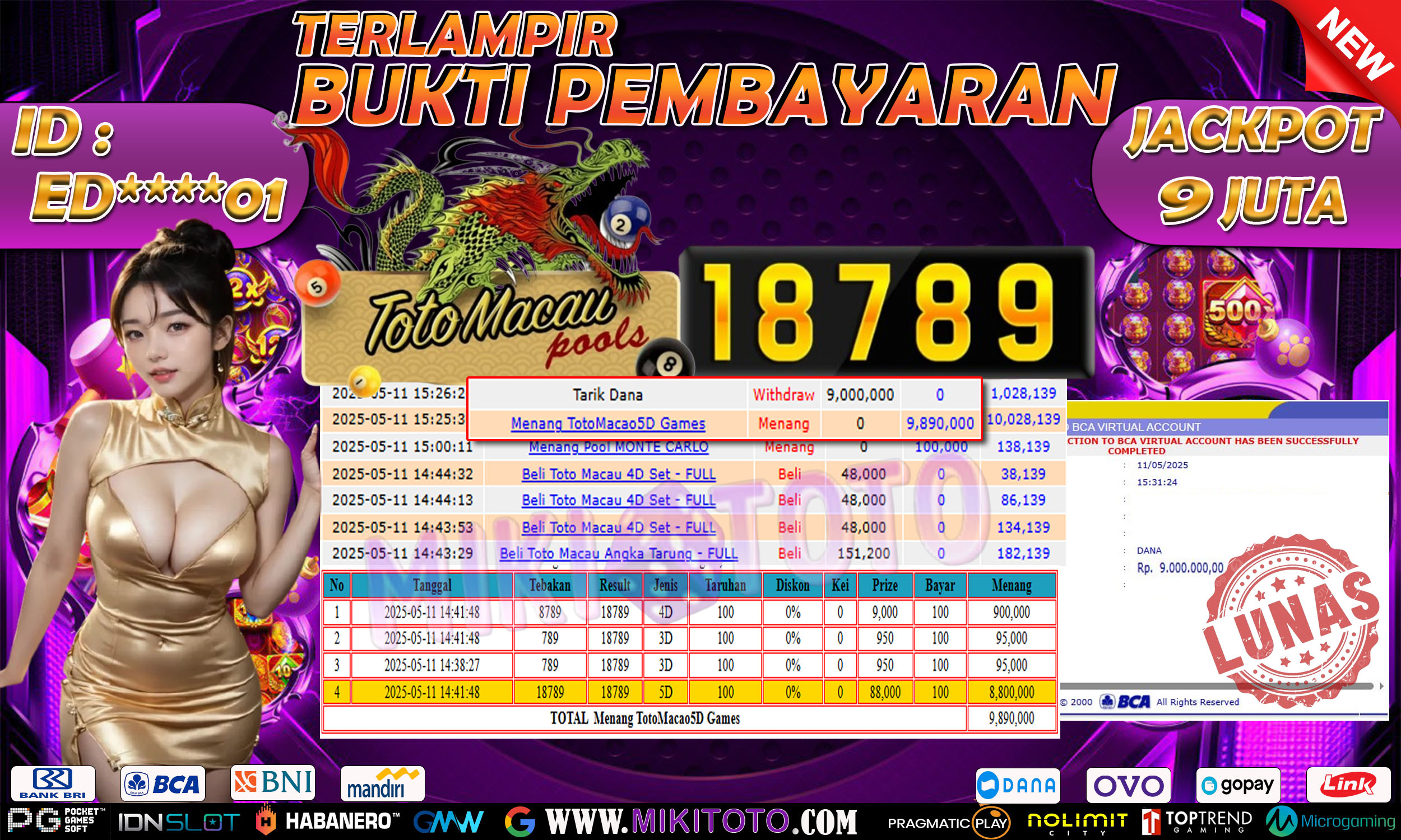 MIKITOTO Bukti Jackpot Pool TotoMacau 5D