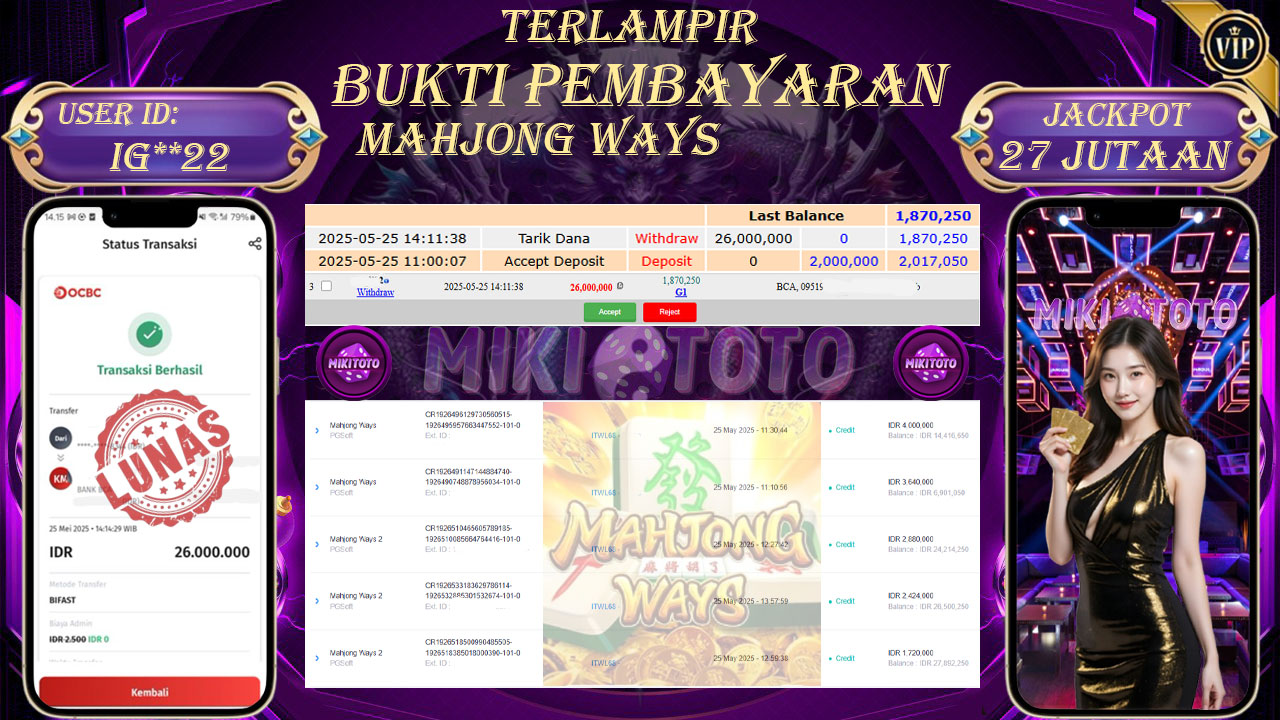 MIKITOTO Bukti Jackpot Slot Mahjong Ways