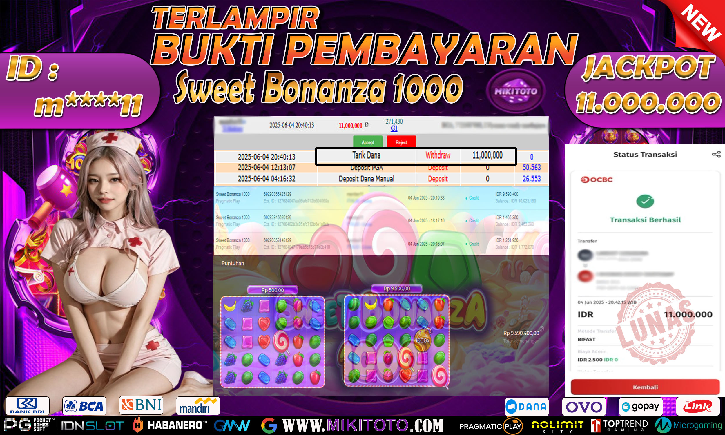 MIKITOTO Bukti Jackpot Slot Sweet Bonanza 1000