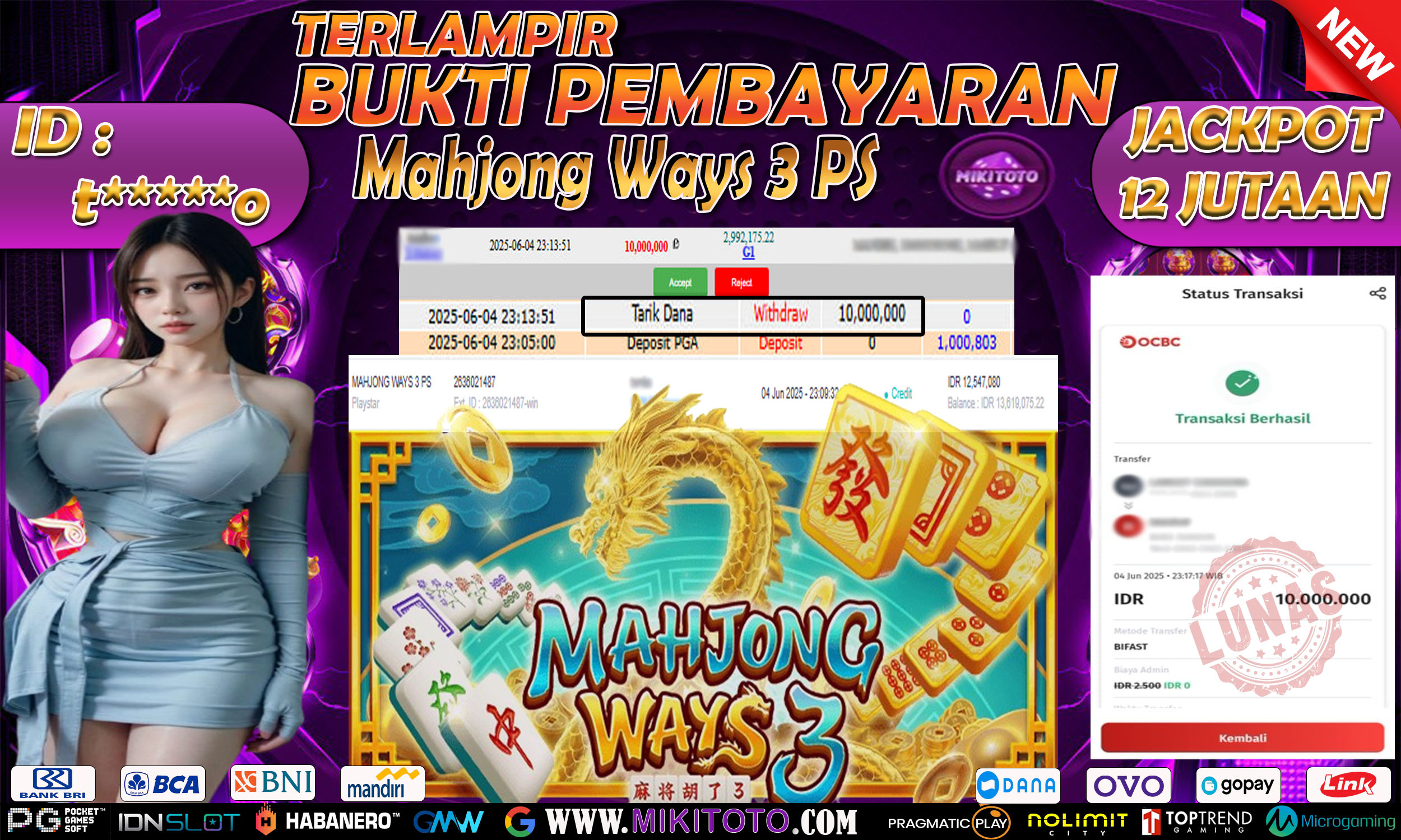 MIKITOTO Bukti Jackpot Slot Mahjong Ways 3 PS