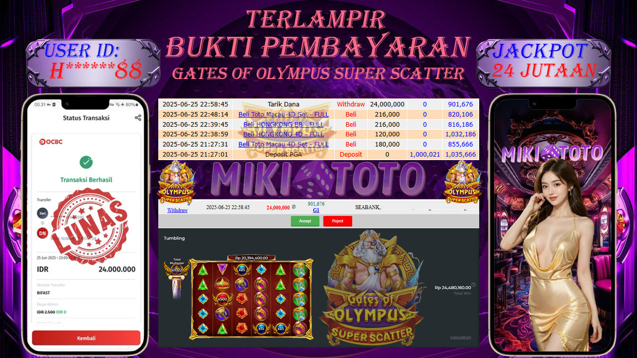 MIKITOTO Bukti Jackpot Slot Gates Of Olympus Super Scatter