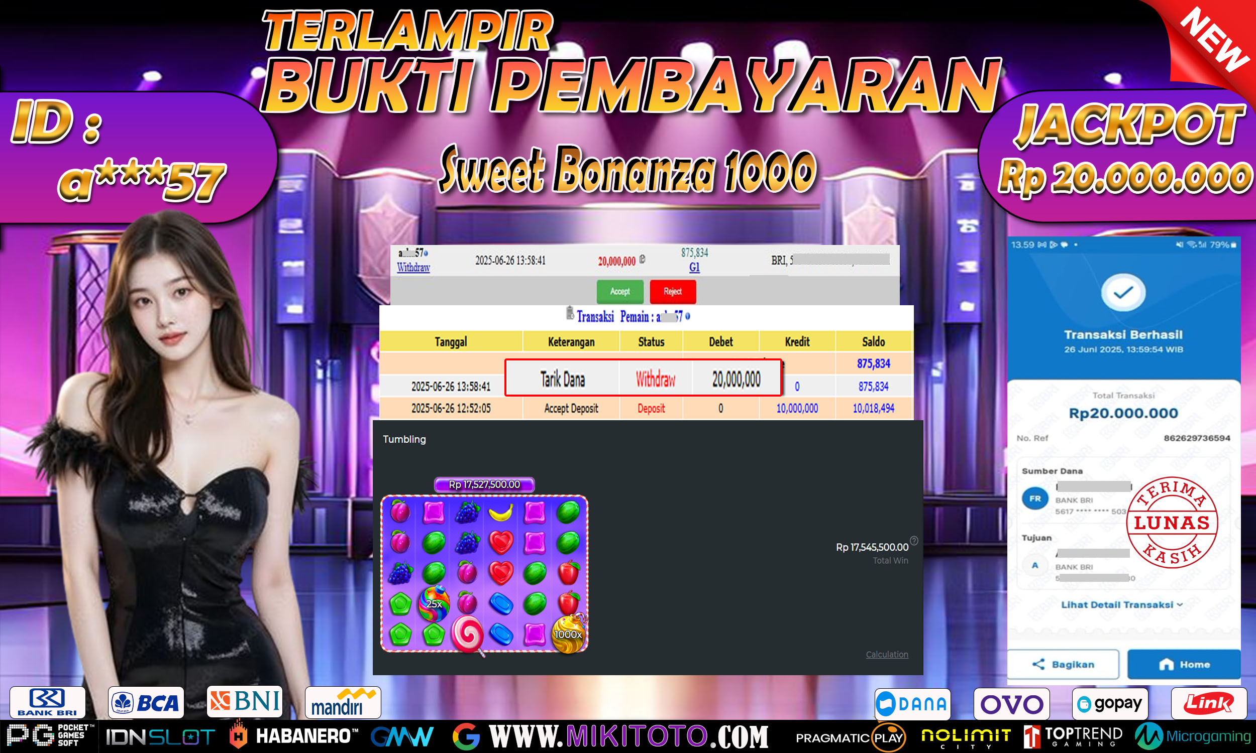 MIKITOTO Bukti Jackpot Slot Sweet Bonanza 1000