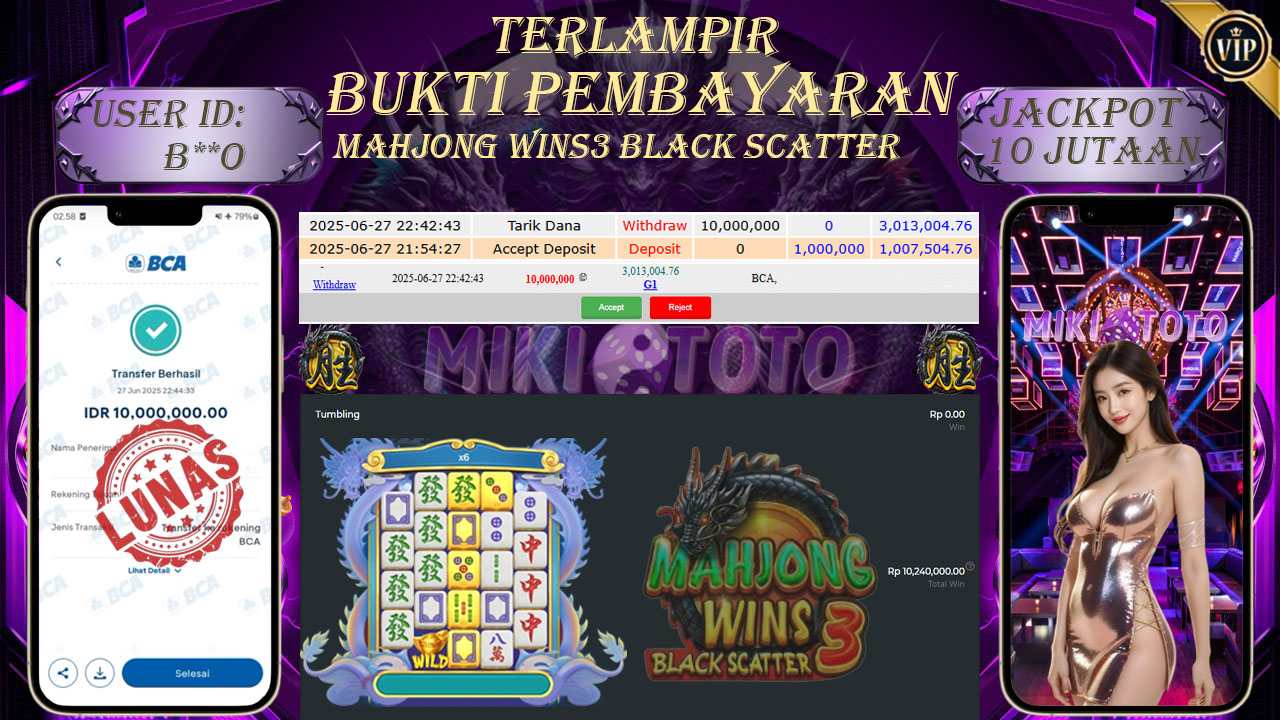 MIKITOTO Bukti Jackpot Slot Mahjong Wins 3 Black Scatter