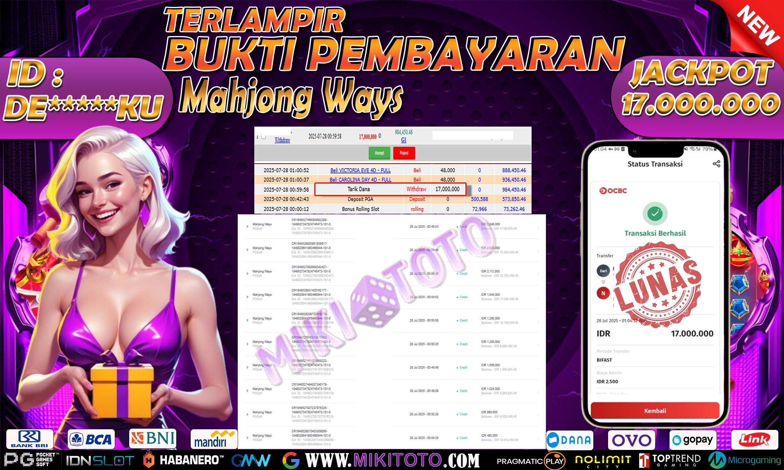 MIKITOTO Bukti Jackpot Slot Mahjong Ways