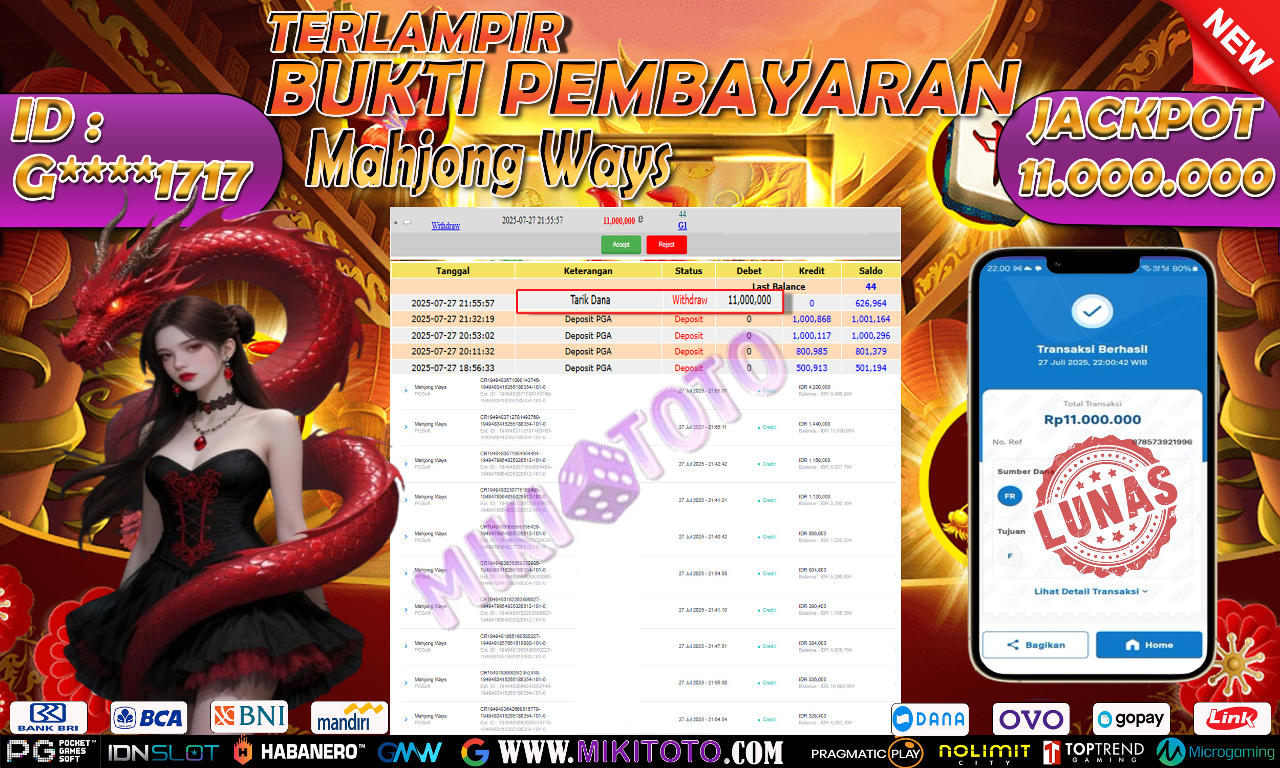 MIKITOTO Bukti Jackpot Slot Mahjong Ways