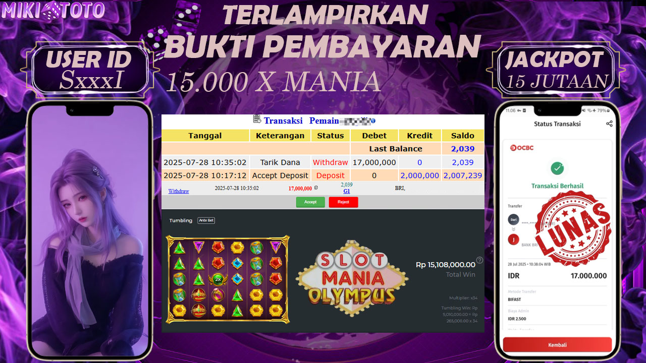 MIKITOTO Bukti Jackpot Slot 15.000 x Mania