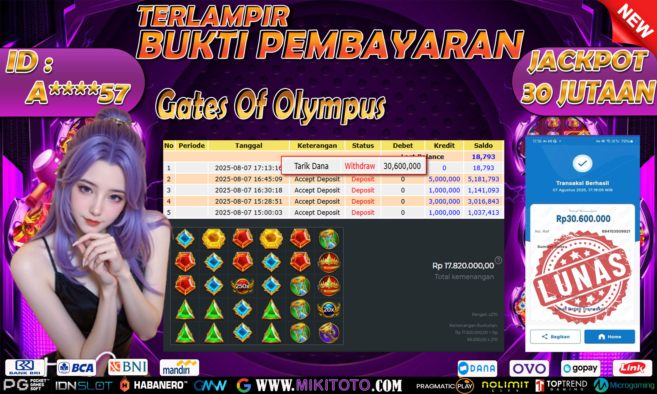 MIKITOTO Bukti Jackpot Slot Gates Of Olympus