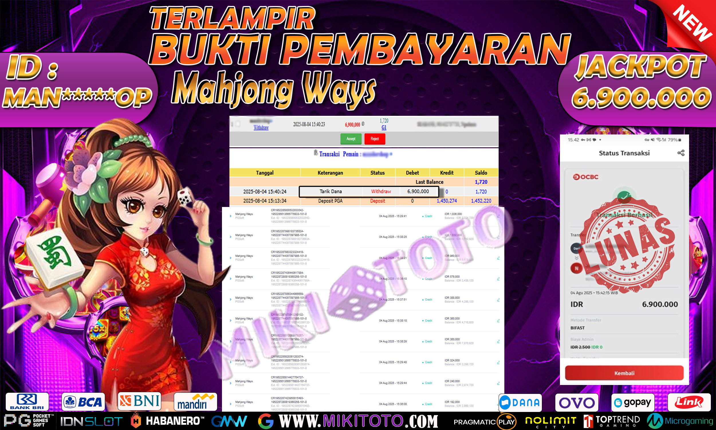 MIKITOTO Bukti Jackpot Slot Mahjong Ways