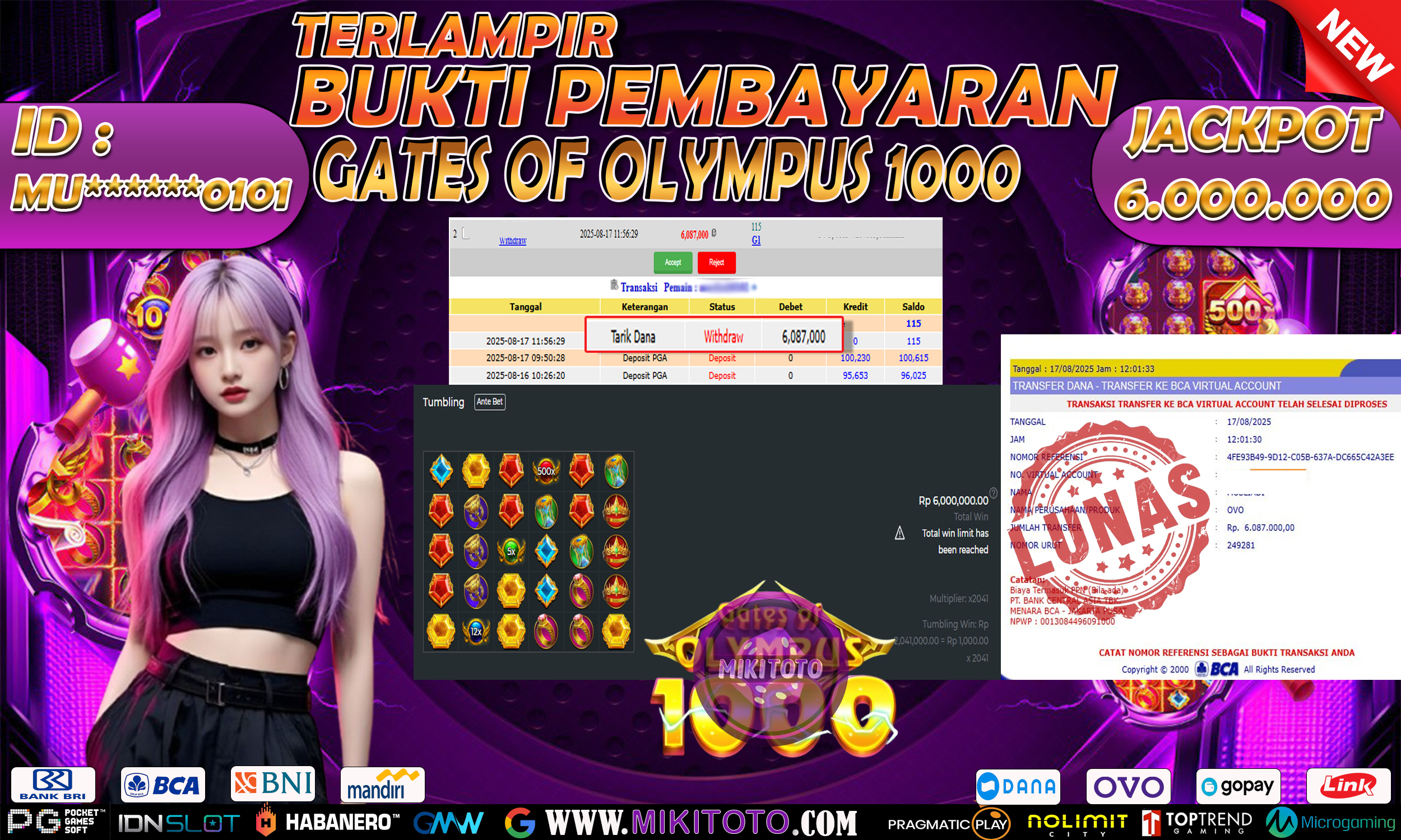 MIKITOTO Bukti Jackpot Slot Gates Of Olympus 1000