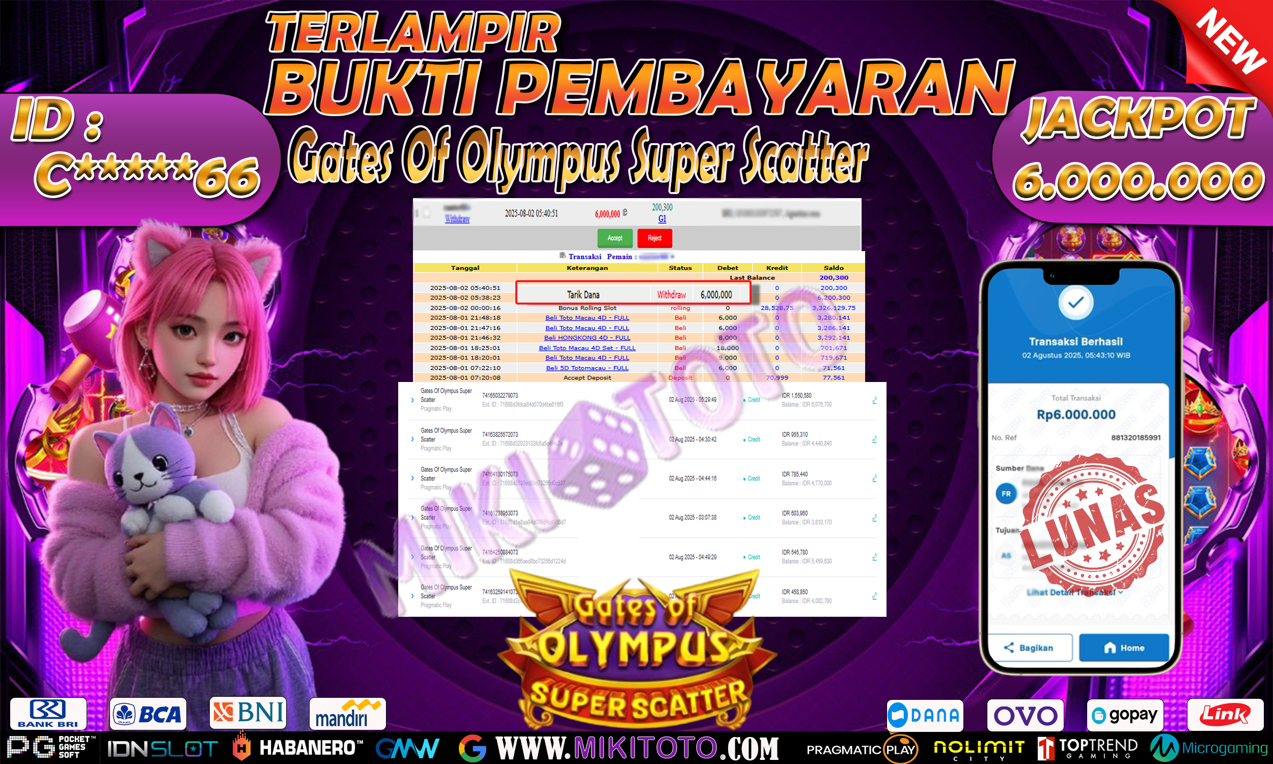 MIKITOTO Bukti Jackpot Slot Gates Of Olympus Super Scatter