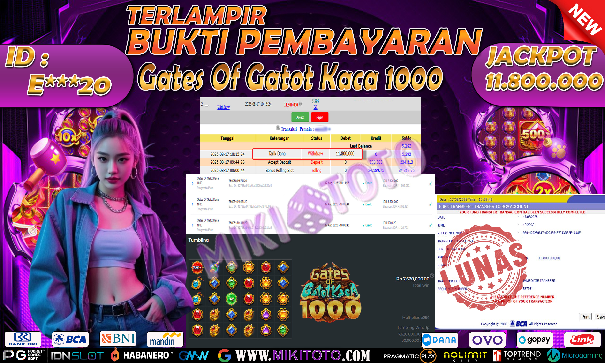 MIKITOTO Bukti Jackpot Slot Gates Of Gatot Kaca 1000