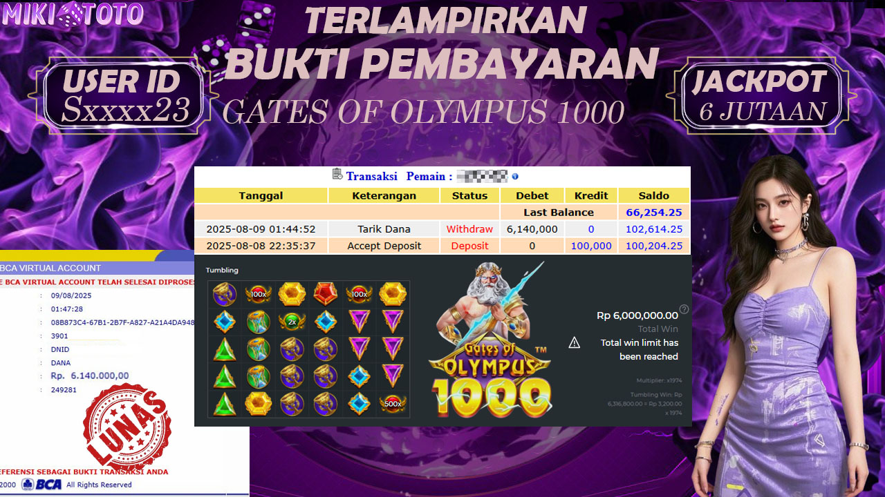 MIKITOTO Bukti Jackpot Slot Gates Of Olympus1000