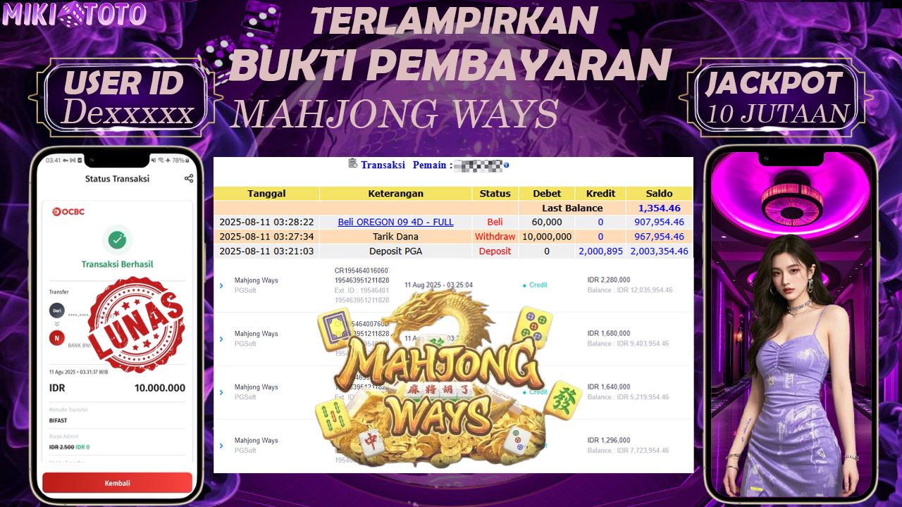 MIKITOTO Bukti Jackpot Slot Mahjong Ways