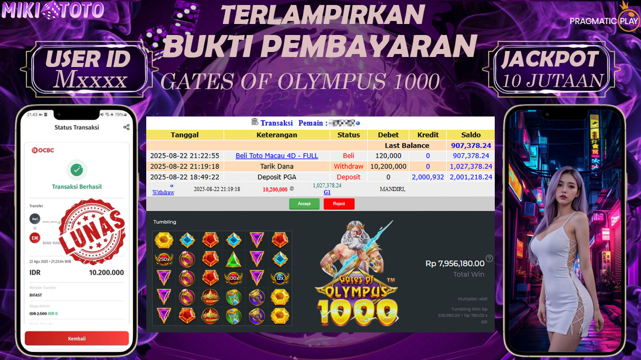 MIKITOTO Bukti Jackpot Slot Gates Of Olympus 1000