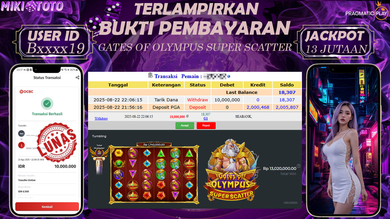 MIKITOTO Bukti Jackpot Slot Gates Of Olympus Super Scatter