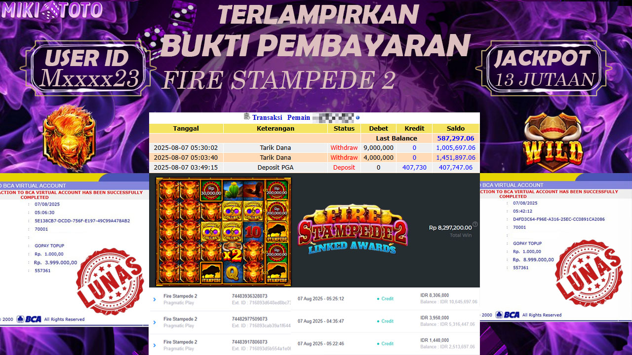 MIKITOTO Bukti Jackpot Slot Fire Stampede2