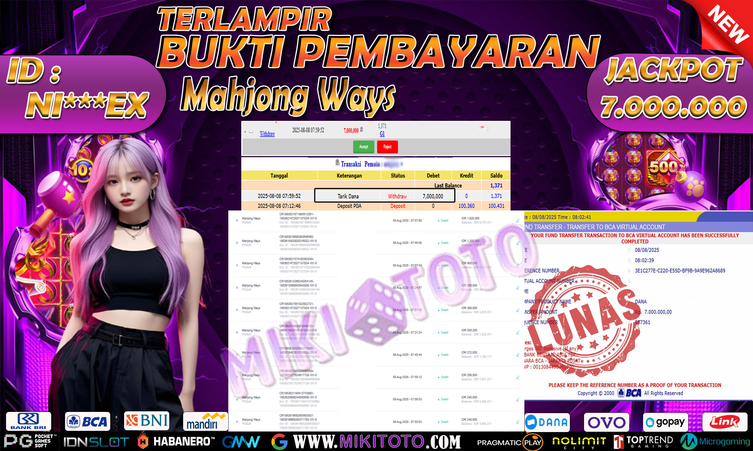MIKITOTO Bukti Jackpot Slot Mahjong Ways